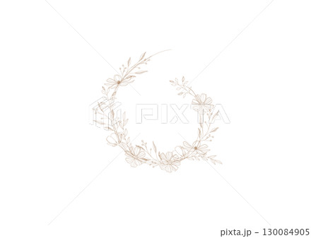 春をイメージしたナチュラルな線画のフラワーリース 130084905