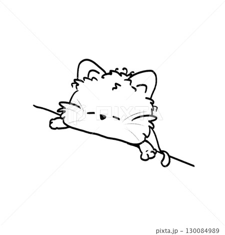 Little cute cat lying sleep on the table cartoon outline illustration Little cute cat lying sleep on the table cartoon outline illustration 130084989