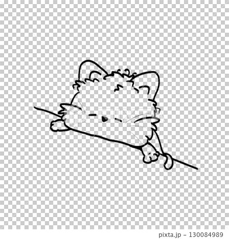 Little cute cat lying sleep on the table cartoon outline illustration Little cute cat lying sleep on the table cartoon outline illustration 130084989