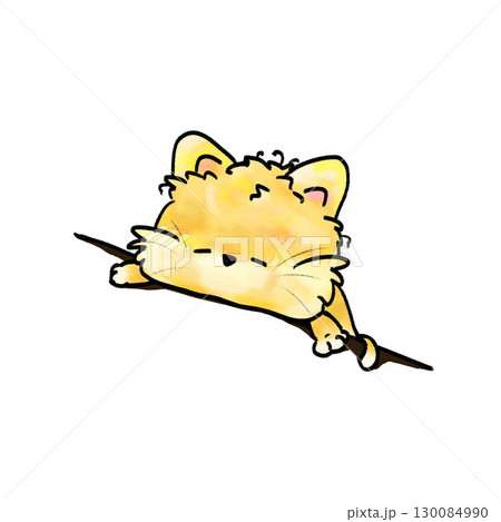Little cute cat lying sleep on the table cartoon color illustration Little cute cat lying sleep on the table cartoon color illustration 130084990