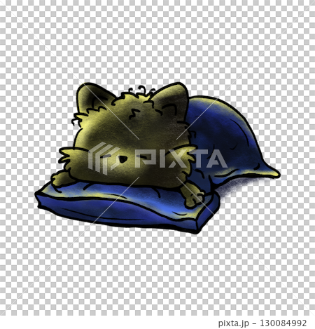 Cute black cat sleeping in bed crayon illustration Cute black cat sleeping in bed crayon illustration 130084992