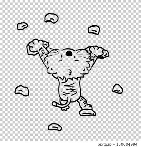 Cat engaging in rock climbing cartoon outline illustration Cat engaging in rock climbing cartoon outline illustration 130084994