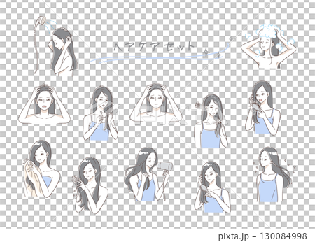 頭髮受損的女人護理頭髮的插圖集 130084998