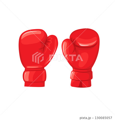 red boxing gloves facing forward, symbolizing strength, competition, and combat sports. 130085057