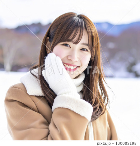 ジャンバーを着た若い女性　生成AI 130085198