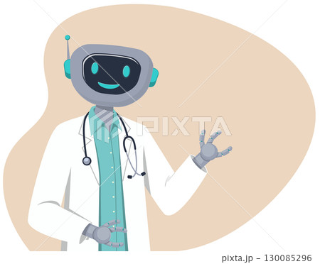 Robot Doctor in Lab Coat with Stethoscope Robot Doctor in Lab Coat with Stethoscope 130085296