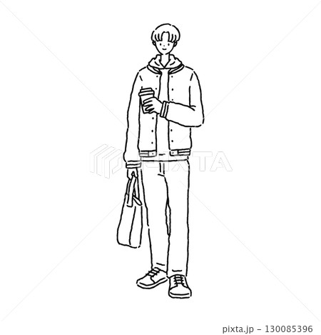 カジュアルでおしゃれな男性 線画 カジュアルでおしゃれな男性 線画 130085396