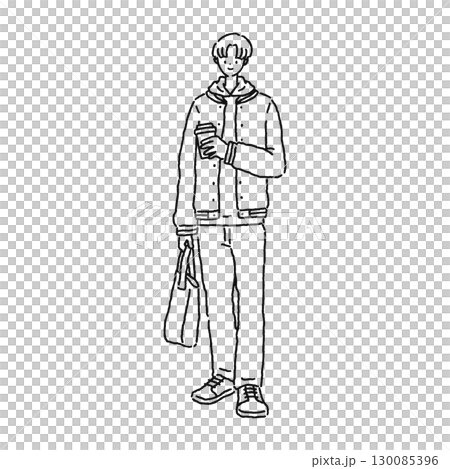Casual and stylish man line drawing 130085396