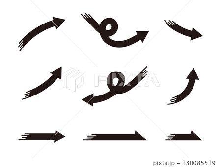 スピード感のある黒の矢印のベクター素材のバリエーションセット 130085519