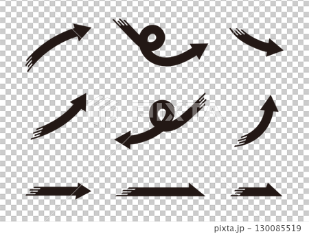スピード感のある黒の矢印のベクター素材のバリエーションセット 130085519