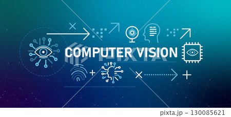 Computer Vision conceptual banner illustration cameras eyes and data processing field of AI artificial intelligence enables to understand visual data from images and videos Computer Vision conceptual banner illustration cameras eyes and data processing field of AI artificial intelligence enables to understand visual data from images and videos 130085621