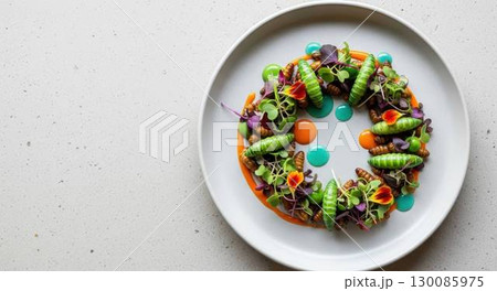 食用イモムシと蛹を使った芸術的な創作料理 130085975