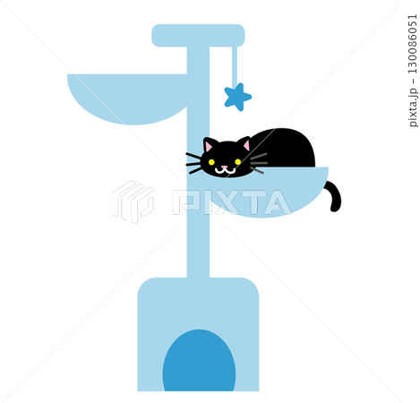 キャットタワーと黒猫のベクターイラスト素材 キャットタワーと黒猫のベクターイラスト素材 130086051