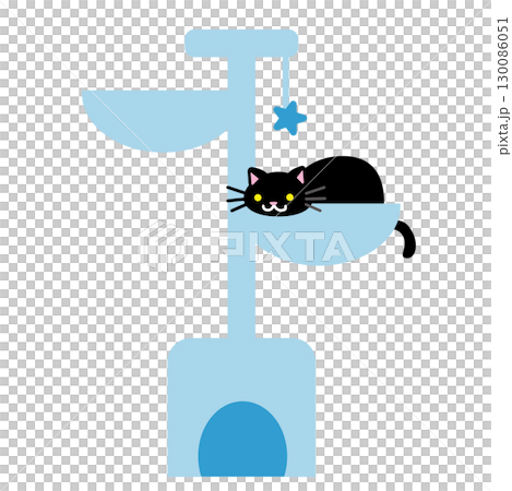 キャットタワーと黒猫のベクターイラスト素材 キャットタワーと黒猫のベクターイラスト素材 130086051