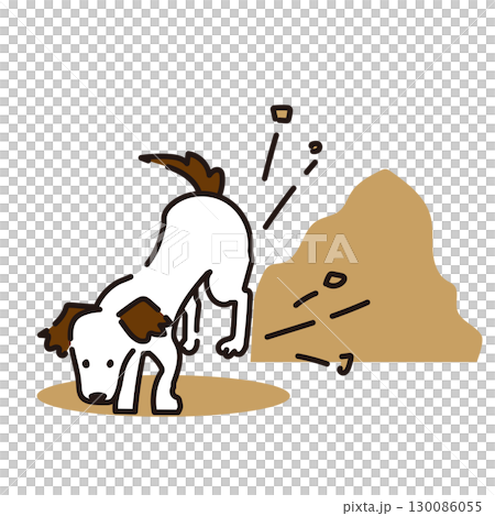穴を掘る犬のベクターイラスト素材 130086055
