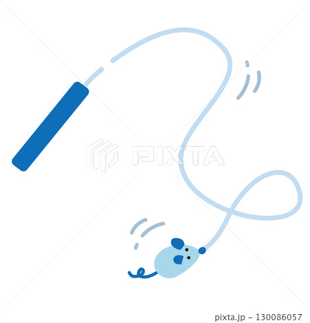 ネズミのぬいぐるみがついた猫じゃらしのベクターイラスト 130086057