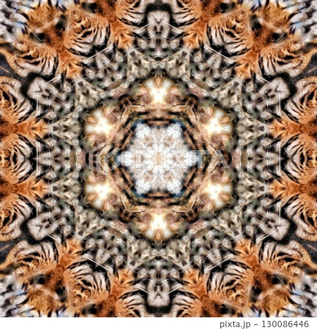 Animal skin concept design with African texture that grow awareness to save animal for nature. Artificial mixed animals fur background to use as rug, tiles, wall hanging to avoid killing any predators 130086446