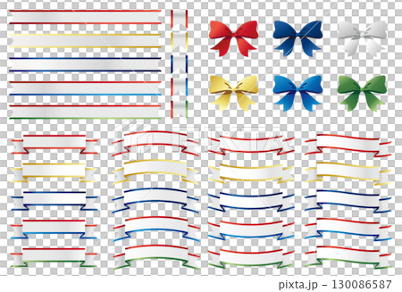 さまざまなリボンのイラストセット さまざまなリボンのイラストセット 130086587