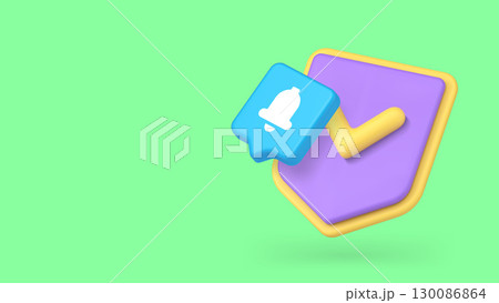 Shield With Checkmark And Notification Icon For Modern Business Copy Space Banner Vector Illustration 130086864