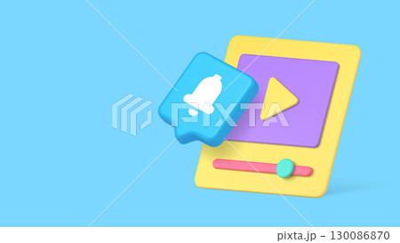 Video Player Symbol With Notification Icon For Streaming Communication Banner Vector Illustration Video Player Symbol With Notification Icon For Streaming Communication Banner Vector Illustration 130086870