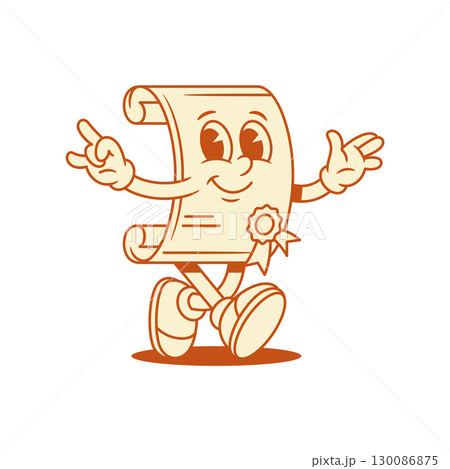 Cool diploma education cartoon character rock gesture contoured vector flat illustration Cool diploma education cartoon character rock gesture contoured vector flat illustration 130086875