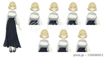 可愛いショートボブの金髪女の子の立ち絵イラスト - アニメタッチのキャラ素材 130086951