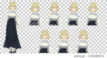 可愛いショートボブの金髪女の子の立ち絵イラスト - アニメタッチのキャラ素材 130086951