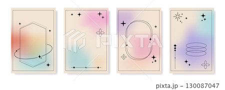 Abstract Pastel Backgrounds Featuring Various Cosmic Elements for Creative Purposes 130087047