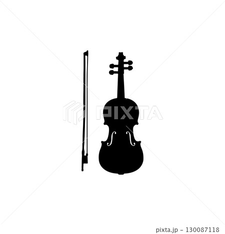 violin silhouette on white background 130087118