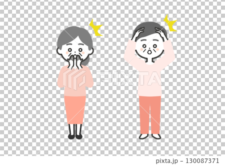 驚訝的老年三頭男女插畫 130087371