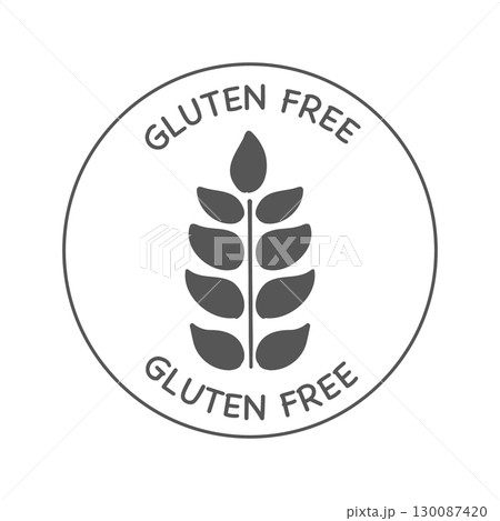 Gluten free icon, simple dietary food badge. Minimal line grain organic design. Gluten free sign or stamp. Wheat symbol. 130087420