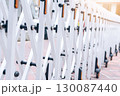 Expandable barrier gate on wheels creating secure passage for public place 130087440