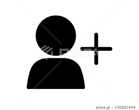 人物と加算記号のアイコン　モノトーン 130087444