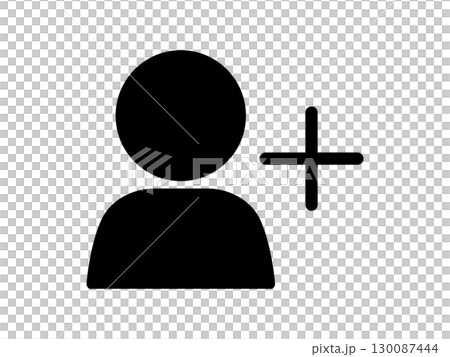 人物と加算記号のアイコン　モノトーン 130087444