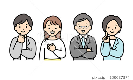 ひらめいた男女の会社員 上半身 人物 ひらめいた男女の会社員 上半身 人物 130087874