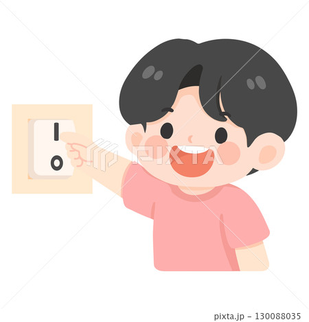 A boy turns off the lights 130088035