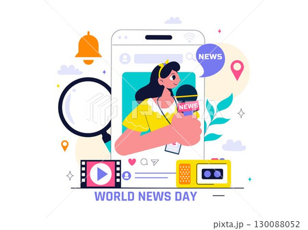World News Day Vector Illustration featuring Press Freedom, Media, and Journalism Promoting Truth Amidst the Rise of Misinformation in a Background World News Day Vector Illustration featuring Press Freedom, Media, and Journalism Promoting Truth Amidst the Rise of Misinformation in a Background 130088052