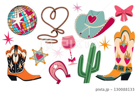 Disco cowgirl elements for party designs 130088133