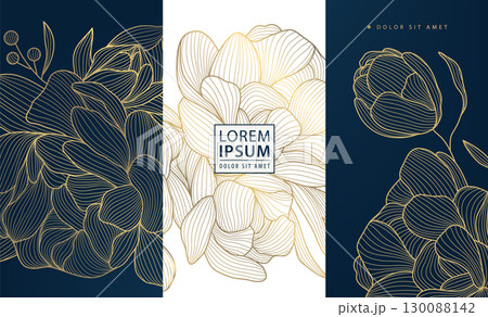 Vector luxury floral labels, vintage floral art package design. Soap, wine, jewelry product patterns, elegant wedding backgrounds, invitations, cards and covers. 130088142
