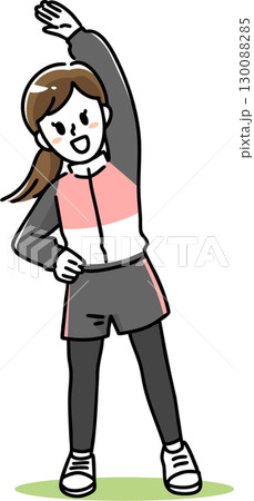 笑顔で体操する女性 笑顔で体操する女性 130088285