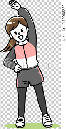 Smiling woman doing exercises Smiling woman doing exercises 130088285