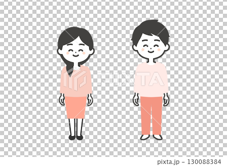微笑的三頭男女插畫 微笑的三頭男女插畫 130088384