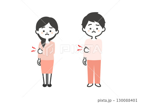 肘を押さえる3頭身男女イラスト 130088401