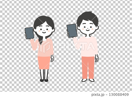 三頭男與平板電腦的插圖 三頭男與平板電腦的插圖 130088409