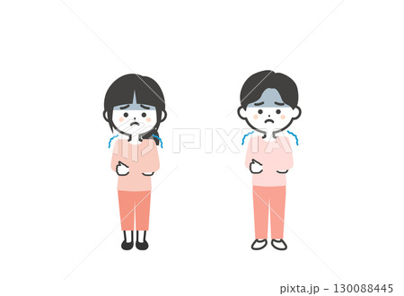 震える3頭身の子供たちイラスト 130088445