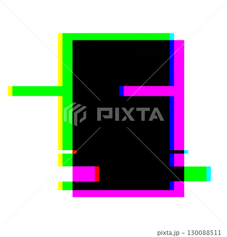 Glitch Neon rectangle frame with Retro 80s, Y2K Vibe 130088511