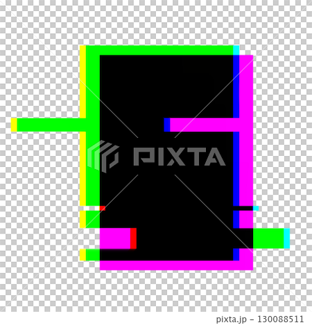 Glitch Neon rectangle frame with Retro 80s, Y2K Vibe 130088511