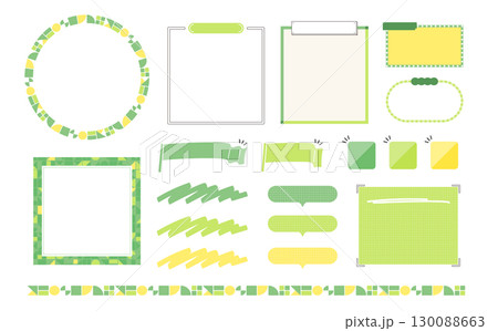 幾何学デザインのフレームと装飾素材セット 130088663