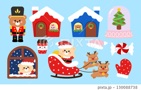 Cute animal Christmas festive decoration sticker 130088738