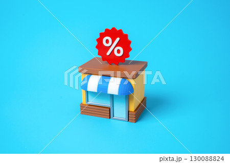 Shop and discounts. Discount shop. Seasonal promotions and sales, attracting buyers with limited offers and clearance campaigns. 130088824